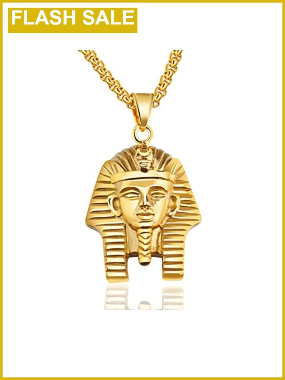 Titanium Steel Pharaoh Pendant Necklace 22" Box Chain